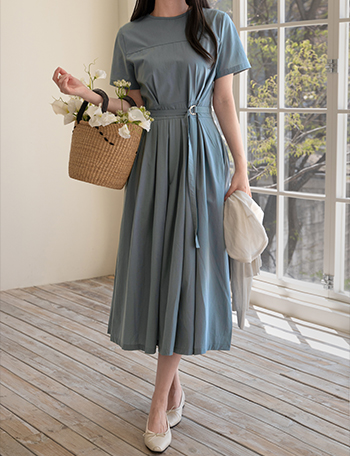 Rudy Wrinkles Belt Dress Korea