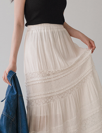 Pure Lace Banding Skirt Korea
