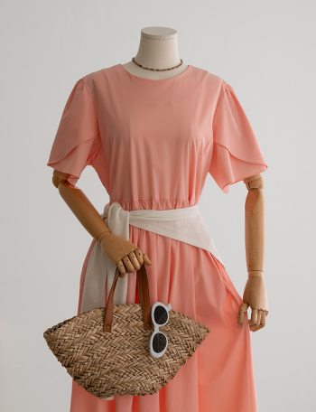 Wing Sleeve Round Long Dress Korea