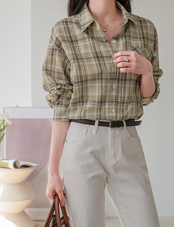 Juno Pocket Check Shirt Korea