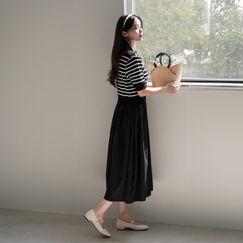 LeBeau Collar horizontal striped Dress