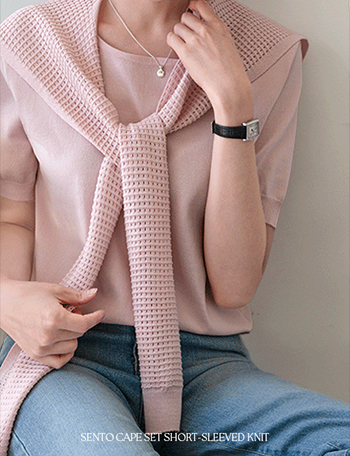 Sento Cape Set Short-Sleeved Knitwear Korea