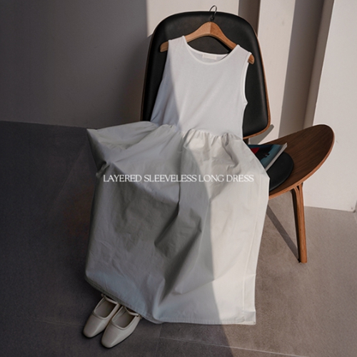 Layered Sleeveless shirts Long Dress