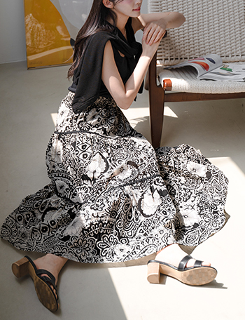 Paisley Hepburn Banding Skirt Korea
