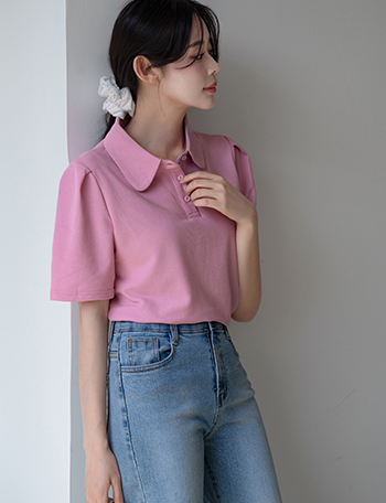 Round Collar Short-sleeve T-shirt Korea