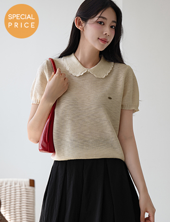 [Special Sale] Lace Collar Wappen Knitwear Korea