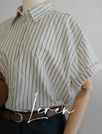 Leren Stripe Short-sleeve Shirt Korea