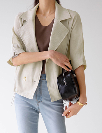 Under String Short-Sleeved Jacket Korea
