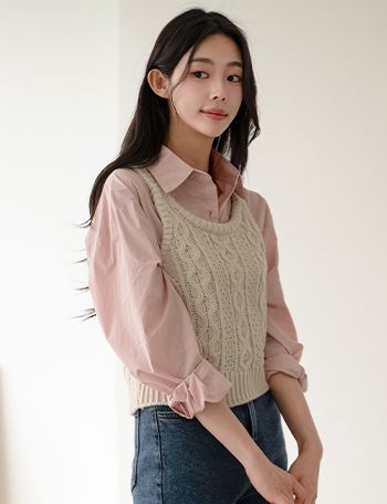 Lovely Back Ribbon Knit Vest Korea