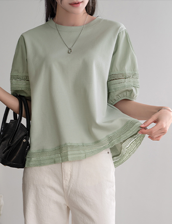 Prap Lace Short-Sleeved T-Shirt Blouse Korea