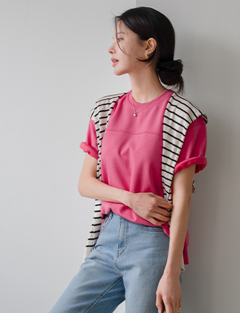 Pep Incision Round Short-sleeve sweatshirt Korea