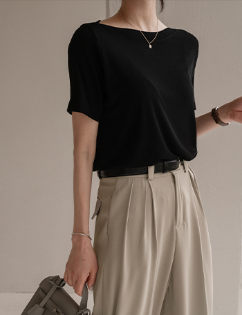 Ren Boat Neck Short-sleeve T-shirt Korea