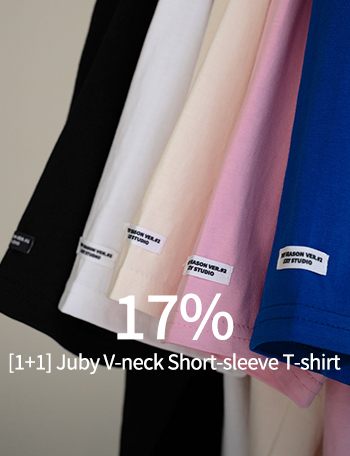 [1+1] Juby V-neck Short-sleeve T-shirt Korea