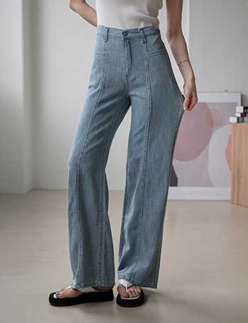 Summer Incision Wide Denim Pants Korea