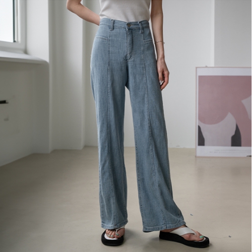 Summer Incision Wide Denim Pants