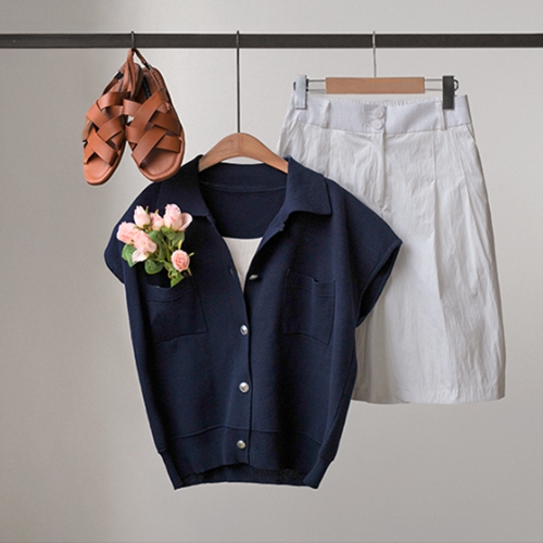 Silver Button olive Collar Cardigan