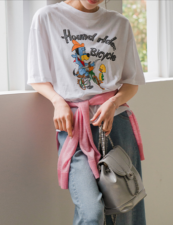 Silky printing Box Short-sleeve T-shirt Korea