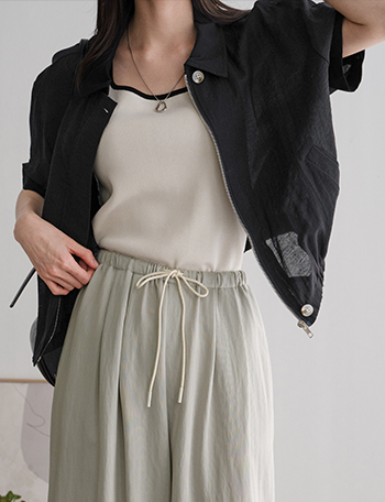Hem Banding Short-sleeve Jumper Korea