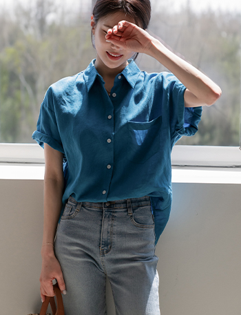 Vivid Linen Short-sleeve Shirt Korea