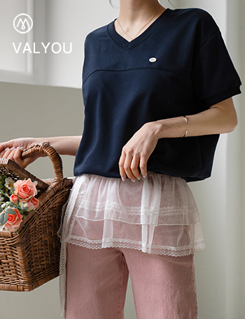 [valyou] Pendant V-neck Short-sleeve sweatshirt Korea