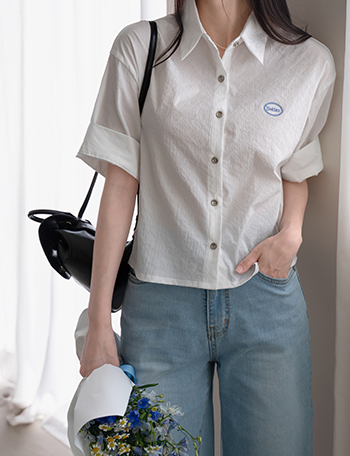 Benny Rustling Silver Button Short-sleeve Shirt Korea