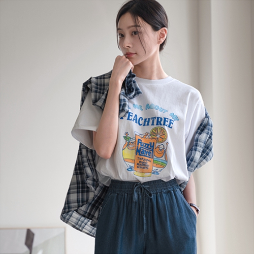 Peach Printing Short-sleeve T-shirt
