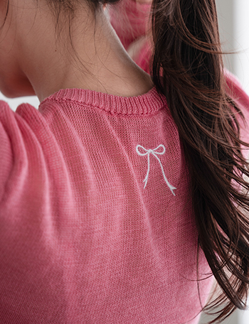 Rhea Back Ribbon Embroidery Cardigan Korea