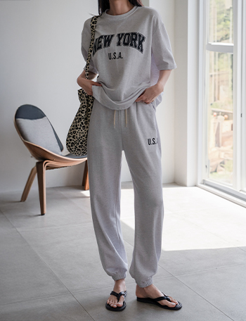 New York Short-sleeve Pants Set Korea