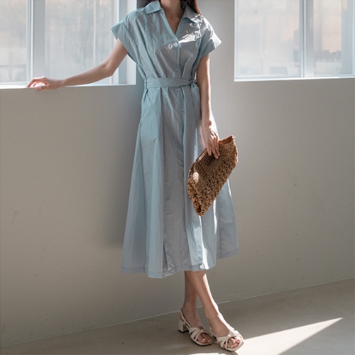 Rustling Collar Long Dress