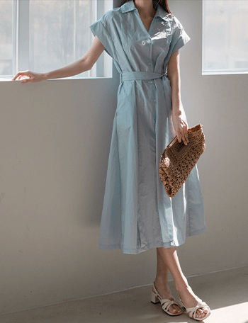 Rustling Collar Long Dress Korea