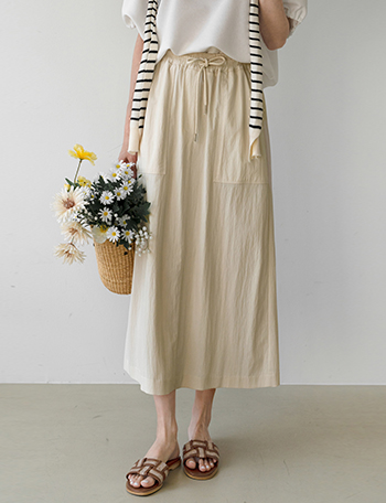 Banding Rustling H-Line Skirt Korea