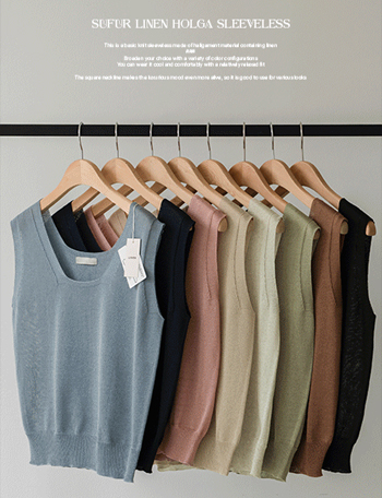 Surfer Linen Holament Knitwear Sleeveless shirts Korea