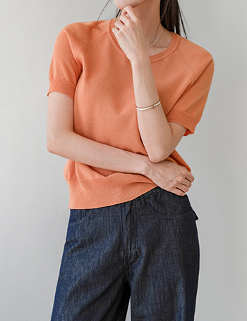 Summer Cotton Reglan Short-sleeve Knitwear Korea