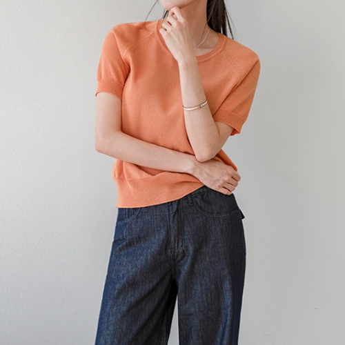 Summer Cotton Reglan Short-sleeve Knitwear