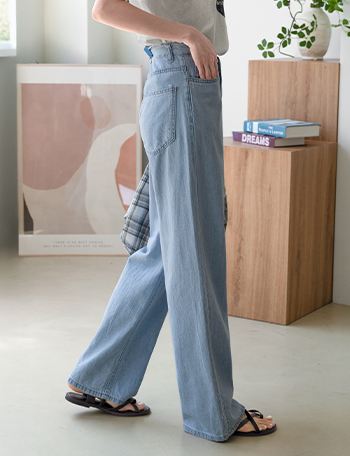 Wild Straight Linen Denim Pants Korea