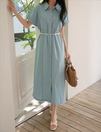 Stitch Belt Set Dress Korea