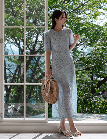 Saline Printed String Dress Korea