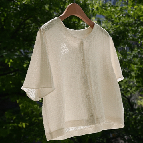 Wrinkle Frill Open Blouse