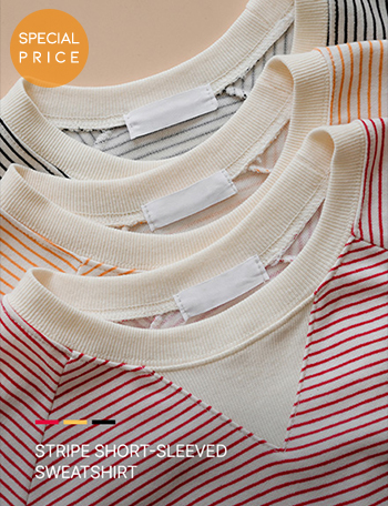 [Special Sale] Triangle horizontal striped Short-sleeve Sweatshirt Korea