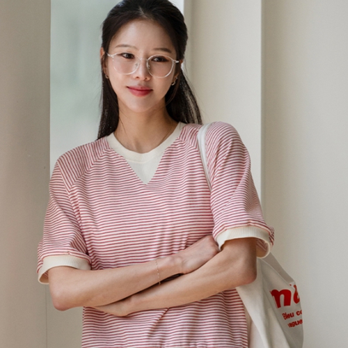 [Special Sale] Triangle horizontal striped Short-sleeve Sweatshirt
