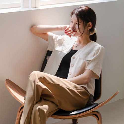 Shorts V Linen Jacket