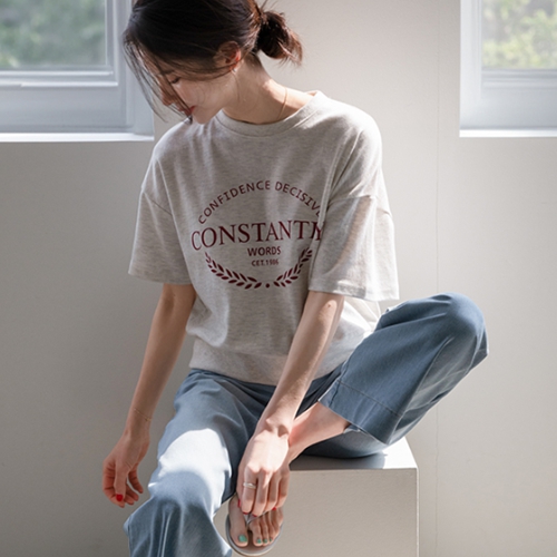 [Special Sale] Con Lettering Short-sleeve sweatshirt
