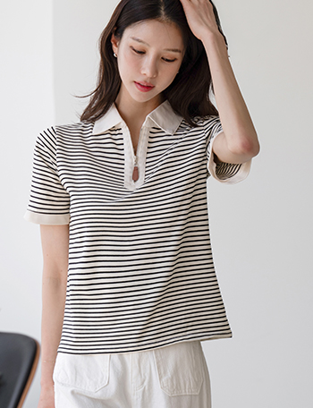 Eden Color Matching CollarST T-shirt Korea