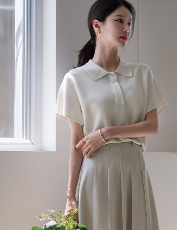 Clean Collar Short-sleeve Stingray Knitwear Korea