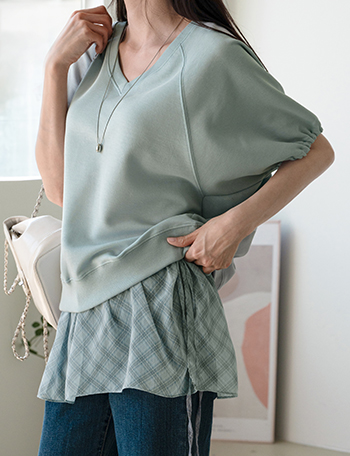 V-neck Stingray Short-sleeve sweatshirt Korea