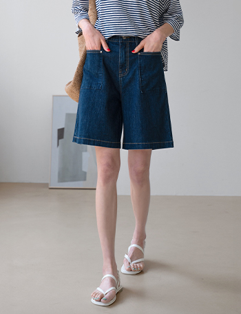 Cool Front Pocket Banding Denim Shorts Korea
