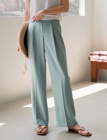 Summer One-pin tuck Wide Back Banding Slacks Korea