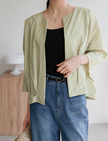 Rustling No collar Pin-tuck Jacket Korea