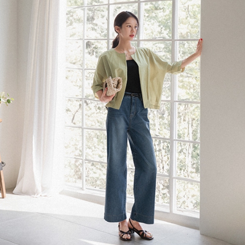 Rustling No collar Pin-tuck Jacket