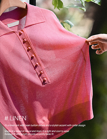 Linen Bean Button Collar Knitwear Korea